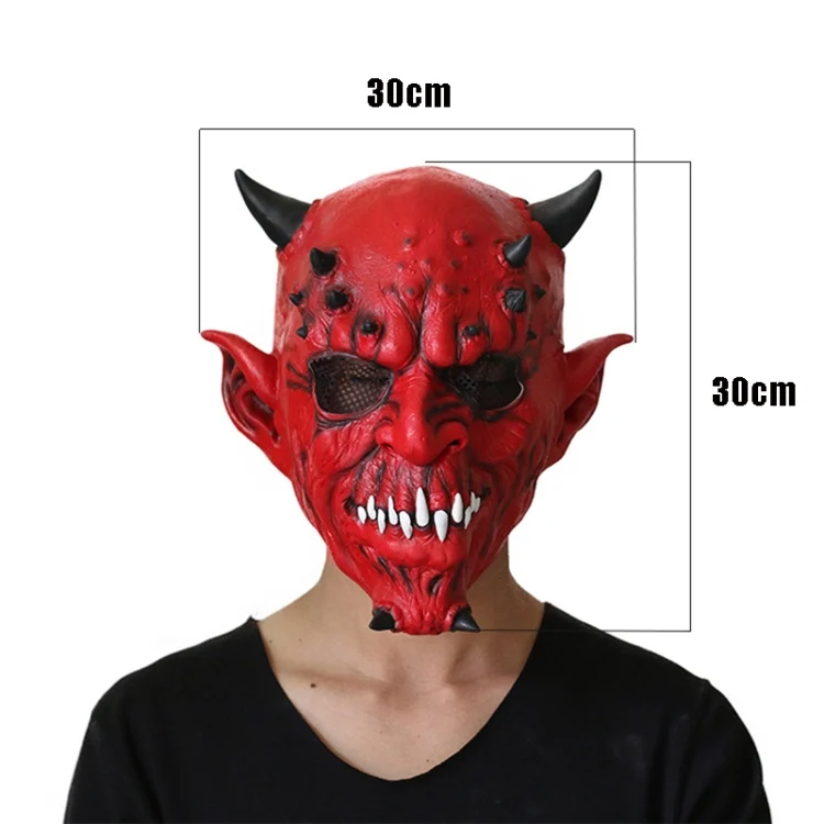 TBD05388745_2.webp Halloween Party Haunted House Bar Hell Ox Horn Monster Horror Headgear Latex Mask - Image 3