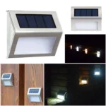 2PCS Solar Stainless Steel 3 LED Stair Wall Lamp Outdoor Garden Fence Light - Image 3