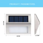 2PCS Solar Stainless Steel 3 LED Stair Wall Lamp Outdoor Garden Fence Light - Image 7