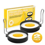 2-Pack Egg Ring Iron Spray Non-Stick Round Omelette Model Omelette Mold with Brush