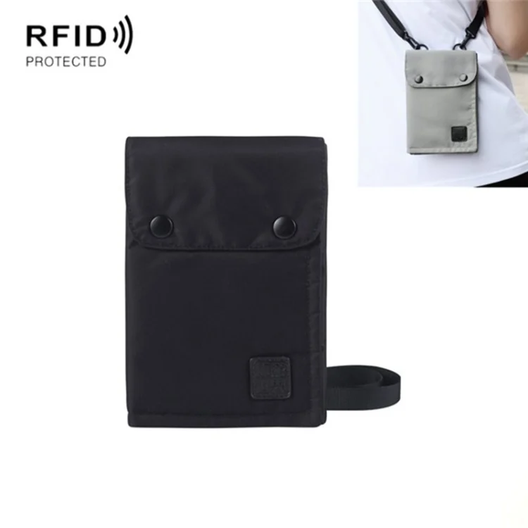Antimagnetic RFID Hanging Neck Nylon Passport Bag Waterproof Storage Change Mobile Phone Bag