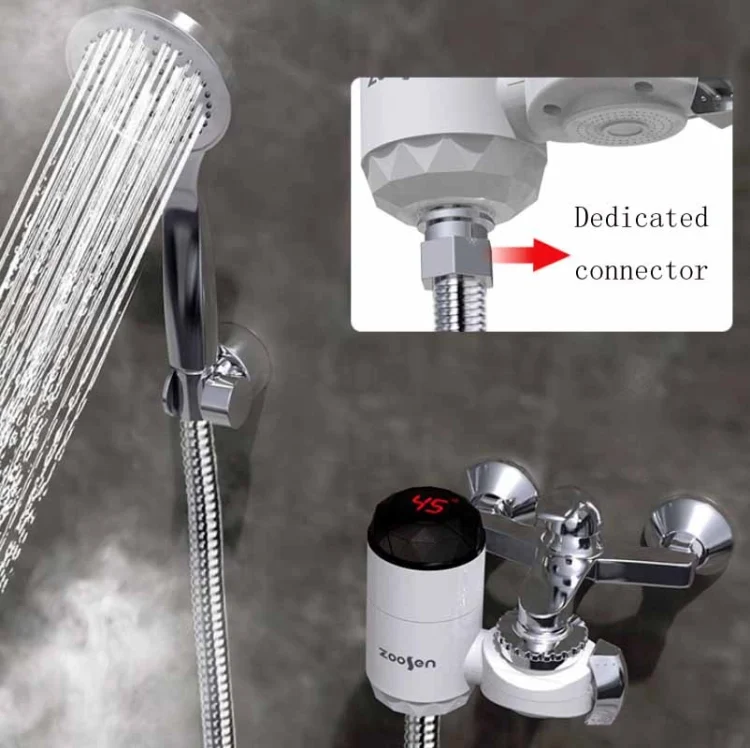 TBD0541004501_B2.webp Zoosen Electric Hot Water Faucet Connection Type Instant Hot Water Faucet CN Plug, Style:White + Leak Protection - Image 3