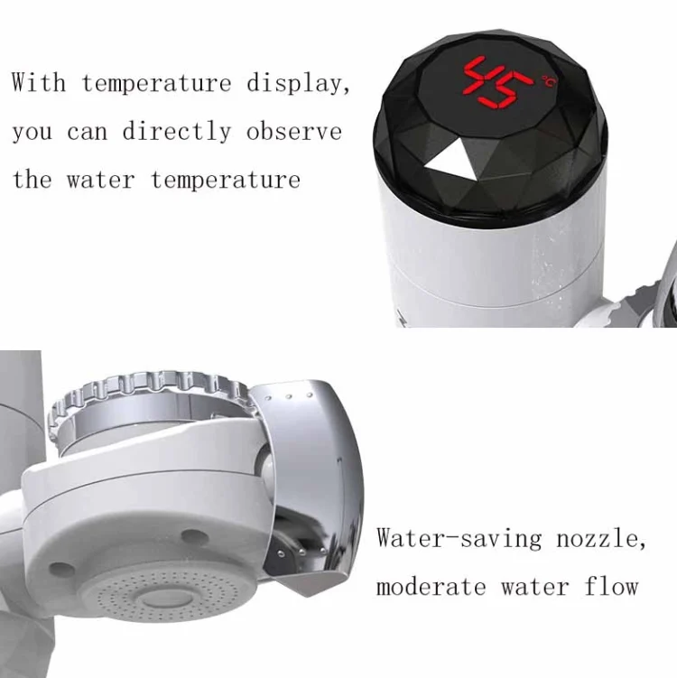 TBD0541004501_B4.webp Zoosen Electric Hot Water Faucet Connection Type Instant Hot Water Faucet CN Plug, Style:White + Leak Protection - Image 5