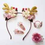 Christmas Hair Accessories Antlers Headband And Little Angel Hairpin Hair Band Combination Set - Image 3