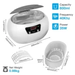 35W 600ml Mini Ultrasonic Cleaner Glasses Jewelry Household Ultrasonic Cleaner - Image 10