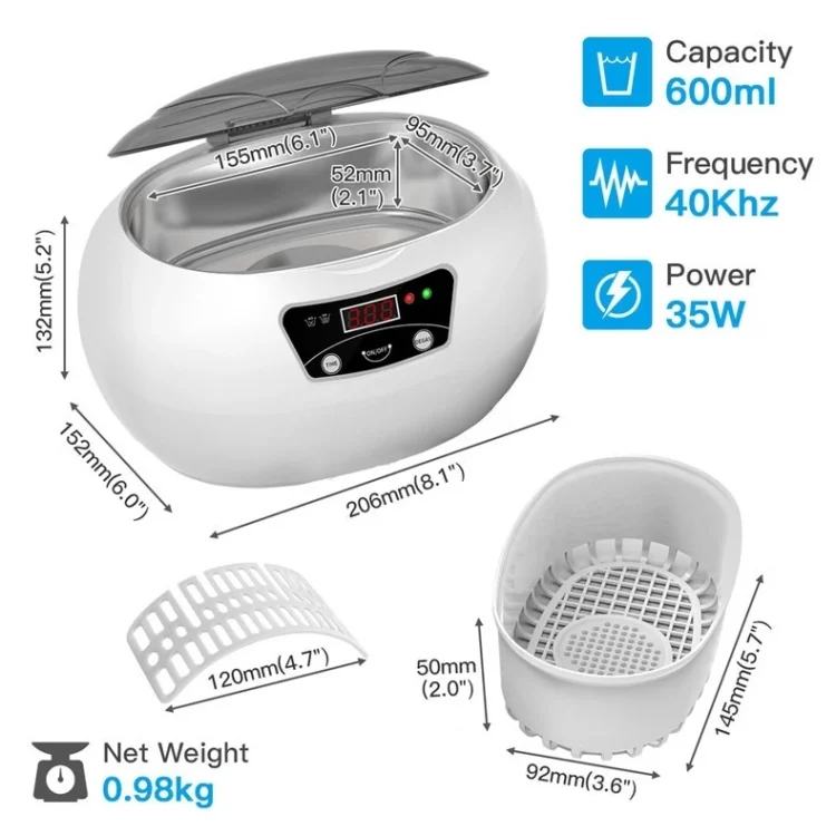 TBD0541475804_B9.webp 35W 600ml Mini Ultrasonic Cleaner Glasses Jewelry Household Ultrasonic Cleaner - Image 10