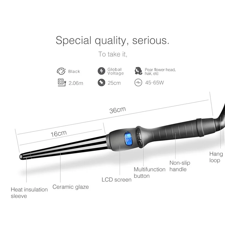 TBD054167802_2.webp LCD Conical Curling Iron Single Tube Ceramic Glaze Pear Flower Cone - Image 3