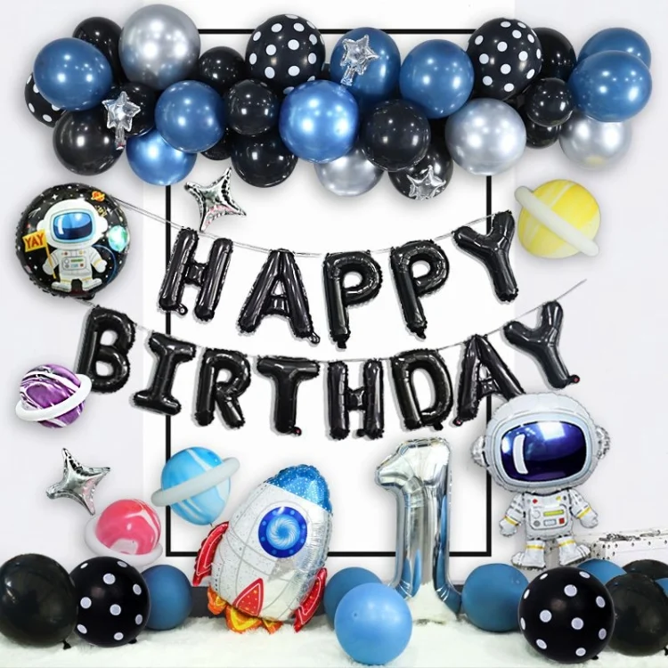 TBD0542110701.webp Astronaut Theme Birthday Balloon Decoration Set Starry Sky Rocket Aluminum Film Balloon Children Party Decoration - Image 1