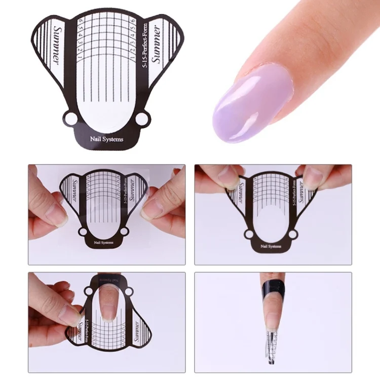 TBD054232501A_5.webp 500PCS/Set Nail Art Acrylic UV Gel Tips Extension Builder Form Guide Stencil Manicure Tools - Image 6