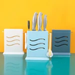 Kitchen Multifunctional Three-Hole Invisible Knife Holder Hollow Drain Kitchenware Storage Rack - Image 4