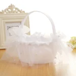 Wedding Flower Baskets Lace Diamond Bridal Hand Basket - Image 5