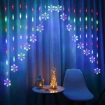 LED Inverted V Snowflake Five-Star Decorative Lights Christmas Waterproof String Lights, EU Plug