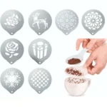6 PCS Stainless Steel Garland Mold Fancy Coffee Printing Model Coffee Milk Foam Spray Pattern Template Random Style Delivery - Image 2