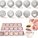 6 PCS Stainless Steel Garland Mold Fancy Coffee Printing Model Coffee Milk Foam Spray Pattern Template Random Style Delivery - Image 6