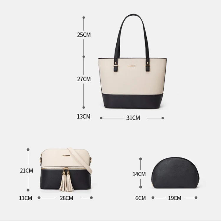TBD0544057901_B6.webp 3 in 1 Fashion Simple Lady Diagonal Large Capacity Handbag Letter Bag - Image 7