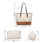 4 In 1 Fashion Color-Block Messenger Handbag Large-Capacity Bag - Image 9