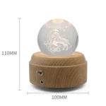 Girl Bedside Lamp Crystal Ball Wooden Base Music Box Charging Glow Rotating Night Light, Random Music - Image 5