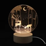 3D Atmosphere Decorative Light Acrylic Inner Carved LED Night Light Creative Girl Table Lamp