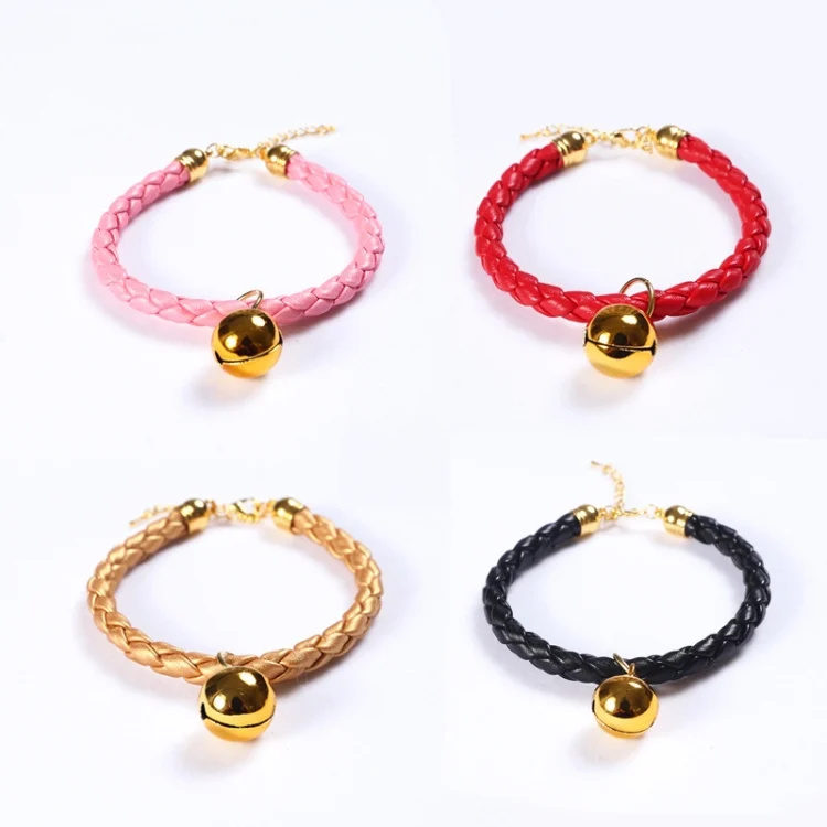 TBD0544330201_B1.webp Prepared PU Leather Adjustable Pet Bell Collar Cat Dog Rabbit Simple Collar Necklace - Image 2
