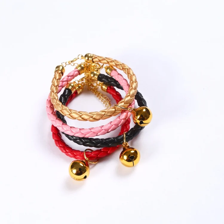 TBD0544330201_B2.webp Prepared PU Leather Adjustable Pet Bell Collar Cat Dog Rabbit Simple Collar Necklace - Image 3