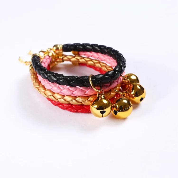 TBD0544330201_B3.webp Prepared PU Leather Adjustable Pet Bell Collar Cat Dog Rabbit Simple Collar Necklace - Image 4
