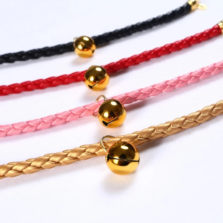 TBD0544330201_B4.webp Prepared PU Leather Adjustable Pet Bell Collar Cat Dog Rabbit Simple Collar Necklace - Image 5