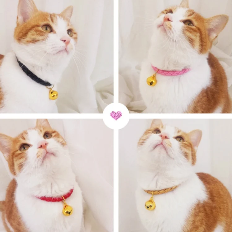 TBD0544330201_B5.webp Prepared PU Leather Adjustable Pet Bell Collar Cat Dog Rabbit Simple Collar Necklace - Image 6