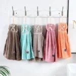 5 PCS Coral Velvet Bowknot Towel Bathroom Hangable Absorbent Towel 35x75cm Random Colour Delivery - Image 2
