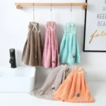 5 PCS Coral Velvet Bowknot Towel Bathroom Hangable Absorbent Towel 35x75cm Random Colour Delivery - Image 4