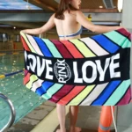 Printed Soft Bath Towel Adult Cotton Beach Pad Towel Size: 147x71cm