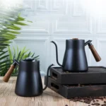 304 Stainless Steel Coffee Hand Pot Wooden Handle Coffee Pot Teflon Long-Mouth Slender Pot - Image 6