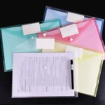 10 in 1 Snap Button Transparent Document Bag A4 Paper Storage Folder File Bag Random Colour - Image 2