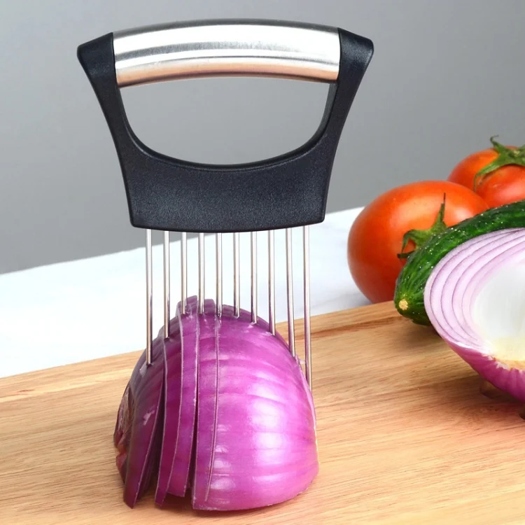 TBD05462770.webp Stainless Steel Onion Fork Holder Pin Kitchen Vegetable Slicing Aid - Image 1