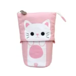 Corduroy Retractable Drop-Down Pencil Case Student Stationery Storage Bag