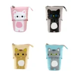 Corduroy Retractable Drop-Down Pencil Case Student Stationery Storage Bag - Image 2