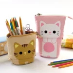 Corduroy Retractable Drop-Down Pencil Case Student Stationery Storage Bag - Image 5