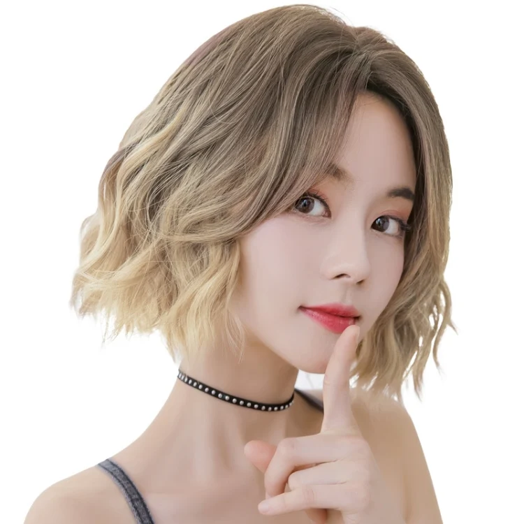 Wigs Women Full Top Short Curly Hair Simulation Chemical Fiber Headgear Natural Lifelike Short Round Face
