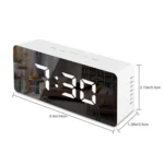 LED Mirror Alarm Clock Digital Snooze Table Clock Electronic Time Temperature Large Display with Wake Up Light - Image 3