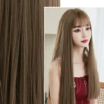 Wig Female Long Hair Full Headgear Straight Hair Natural Air Bangs Full Top Wig - Image 2