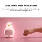 Creative Multifunctional Penguin Silicone Cute Beans Wake Children Sleeping LED Electronic Alarm Clock - Image 5