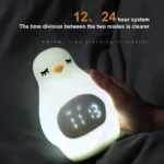 Creative Multifunctional Penguin Silicone Cute Beans Wake Children Sleeping LED Electronic Alarm Clock - Image 10