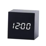 Multicolor Sounds Control Wooden Clock Modern Digital LED Desk Alarm Clock Thermometer Timer