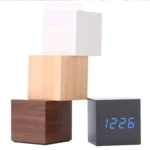 Multicolor Sounds Control Wooden Clock Modern Digital LED Desk Alarm Clock Thermometer Timer - Image 10