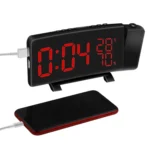 Three-color Projection Radio Alarm Clock USB Digital Alarm Clock Thermometer & Hygrometer - Image 6