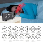 Three-color Projection Radio Alarm Clock USB Digital Alarm Clock Thermometer & Hygrometer - Image 8