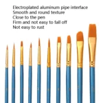 ZHU TING 10 in 1 Pearl Rod Nylon Hair Combination Brush Oil Paint Brush - Image 4