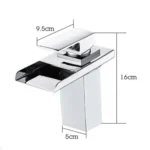 LED Three Lights Hot Cold Water Faucet Bathroom Waterfall Faucet CN Plug - Image 2