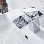 LED Three Lights Hot Cold Water Faucet Bathroom Waterfall Faucet CN Plug - Image 4