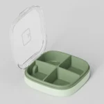 Portable Small Pill Box Sealed Portable Travel Pill Box Green 4 Grid