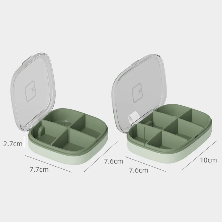 TBD0552490503_B2.webp Portable Small Pill Box Sealed Portable Travel Pill Box Green 4 Grid - Image 3